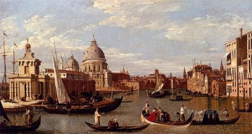  barco - Canal Giovanni Antonio Vista del Gran Canal y Santa Maria Della Salute con barcos y figura Venecia Canaletto